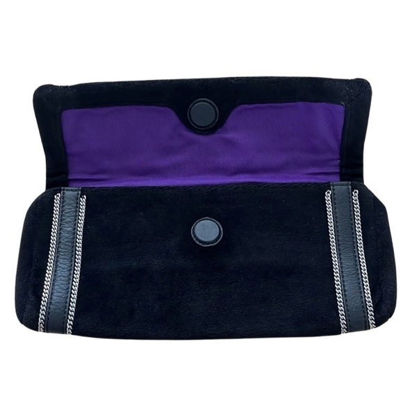 Juicy Couture Suze Chain Velour Clutch‎ Black Y2K Beaded Bedazzled NEW